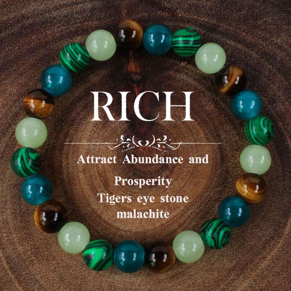 Natural Tiger Eye Malachite Bracelet - Men’s Crystal Gift