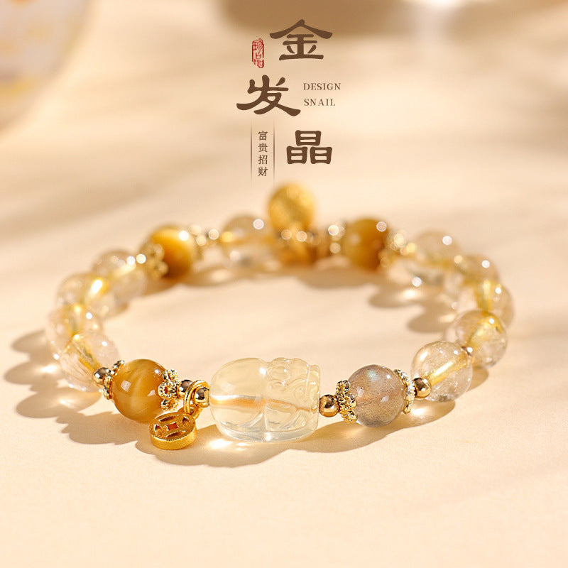 Huaxia Treasures Natural Citrine Pixiu Beaded Bracelet - Wealth & Protection