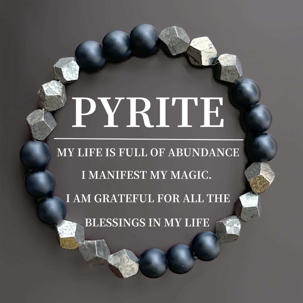 Huaxia Treasures Pyrite & Black Agate Bracelet - Wealth, Protection & Success