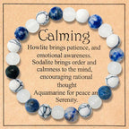 Natural Blue Spot Stone White Jade Turquoise Beaded Bracelet