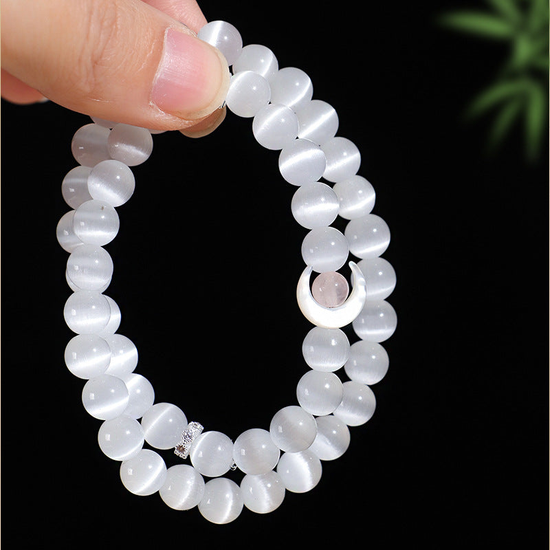 Huaxia Treasures Dual-Variety Moon Charm Bracelet - Black Obsidian & Tiger Eye Options