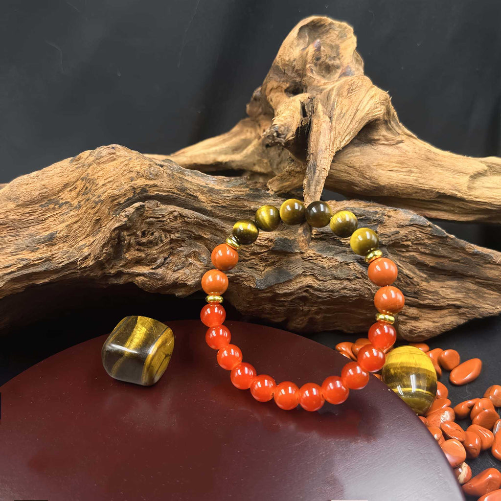 Huaxia Treasures Tiger Eye & Garnet Bracelet - Wealth, Success & Confidence
