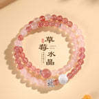 Huaxia Treasures Natural Rose Quartz (Horse Pink & Strawberry) Crystal Bracelet