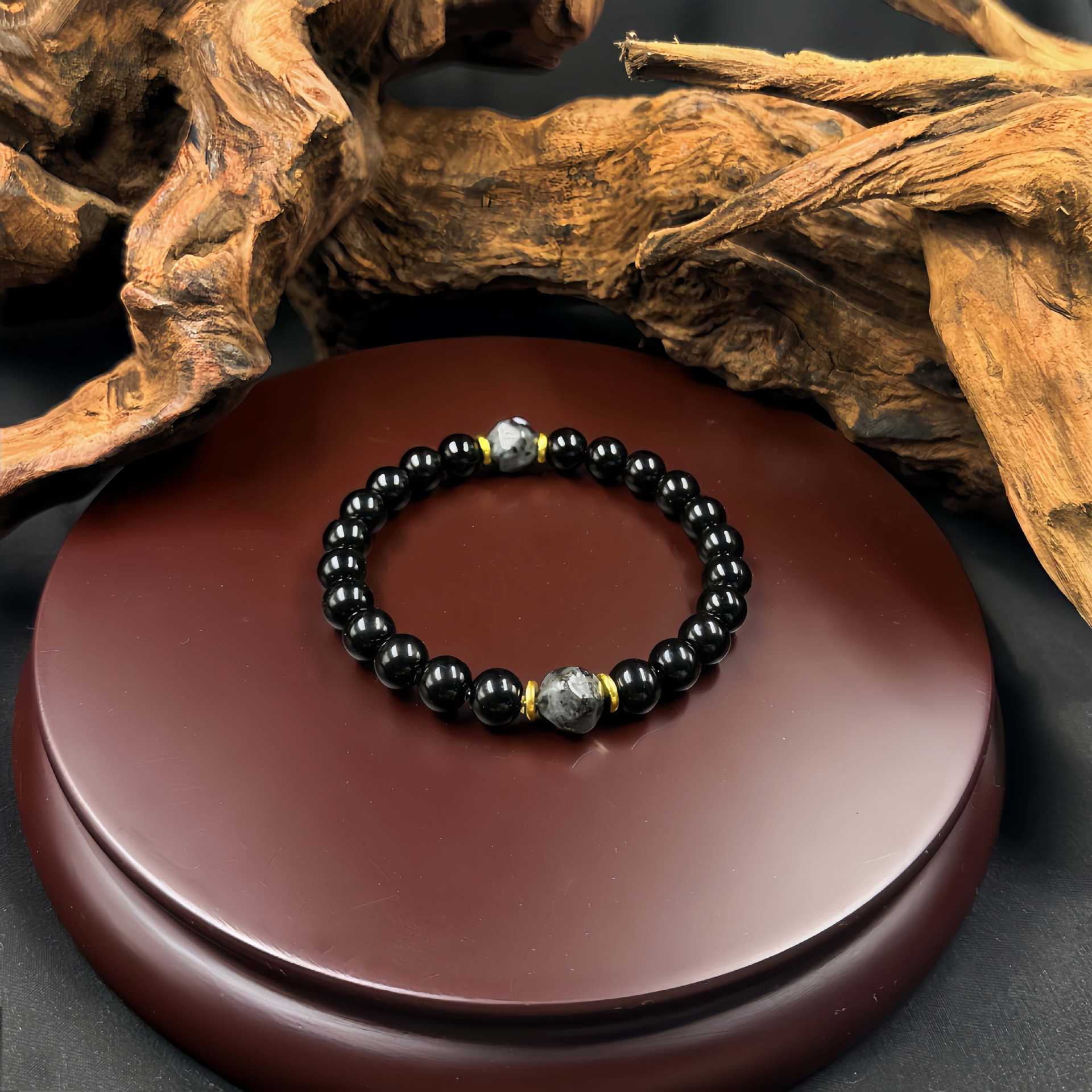 Huaxia Treasures Protection & Prosperity Black Obsidian Bracelet
