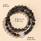 Huaxia Treasures Dual-Variety Moon Charm Bracelet - Black Obsidian & Tiger Eye Options