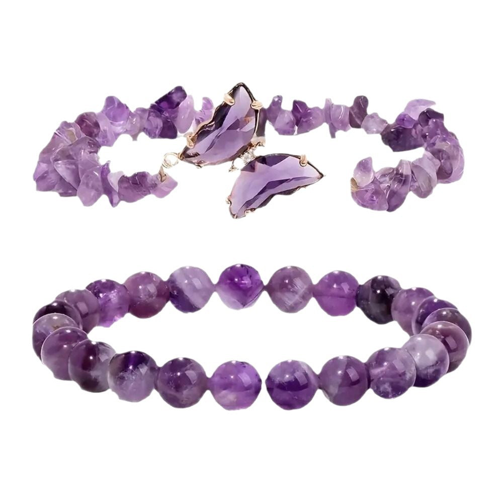 Natural Amethyst Butterfly Bracelet - Women’s Crystal Gift
