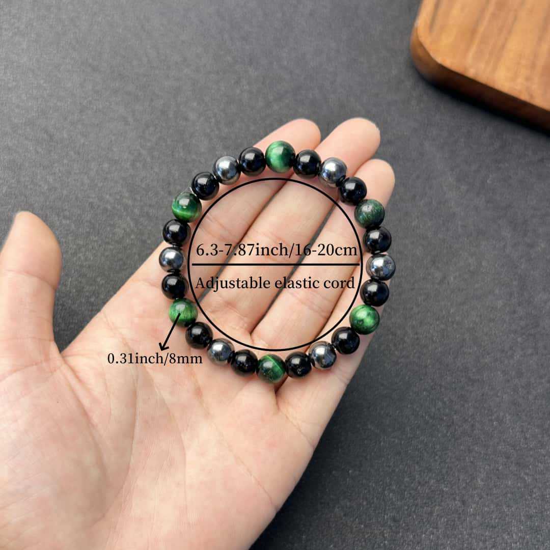 Huaxia Treasures Wealth & Protection Bracelet - Black Obsidian, Tiger Eye Gemstone