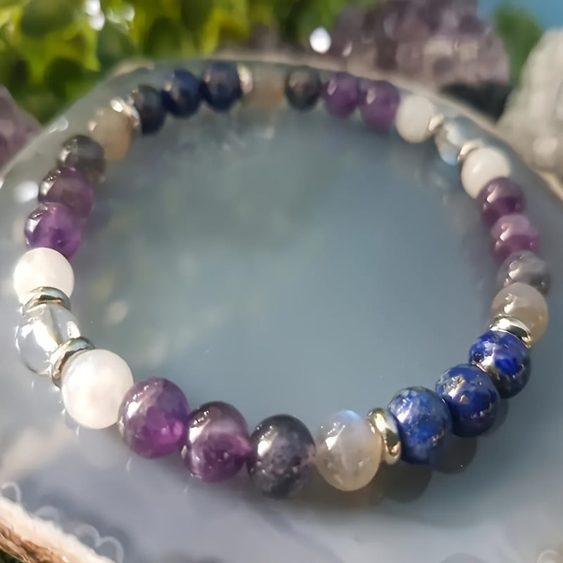 Huaxia Treasures Focus & Balance Bracelet - Amethyst, Lapis Lazuli & Clear Quartz