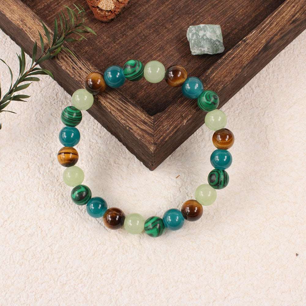 Natural Tiger Eye Malachite Bracelet - Men’s Crystal Gift