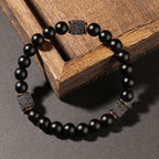 Natural Lava Stone Black Onyx Bracelet - Men’s Crystal Gift