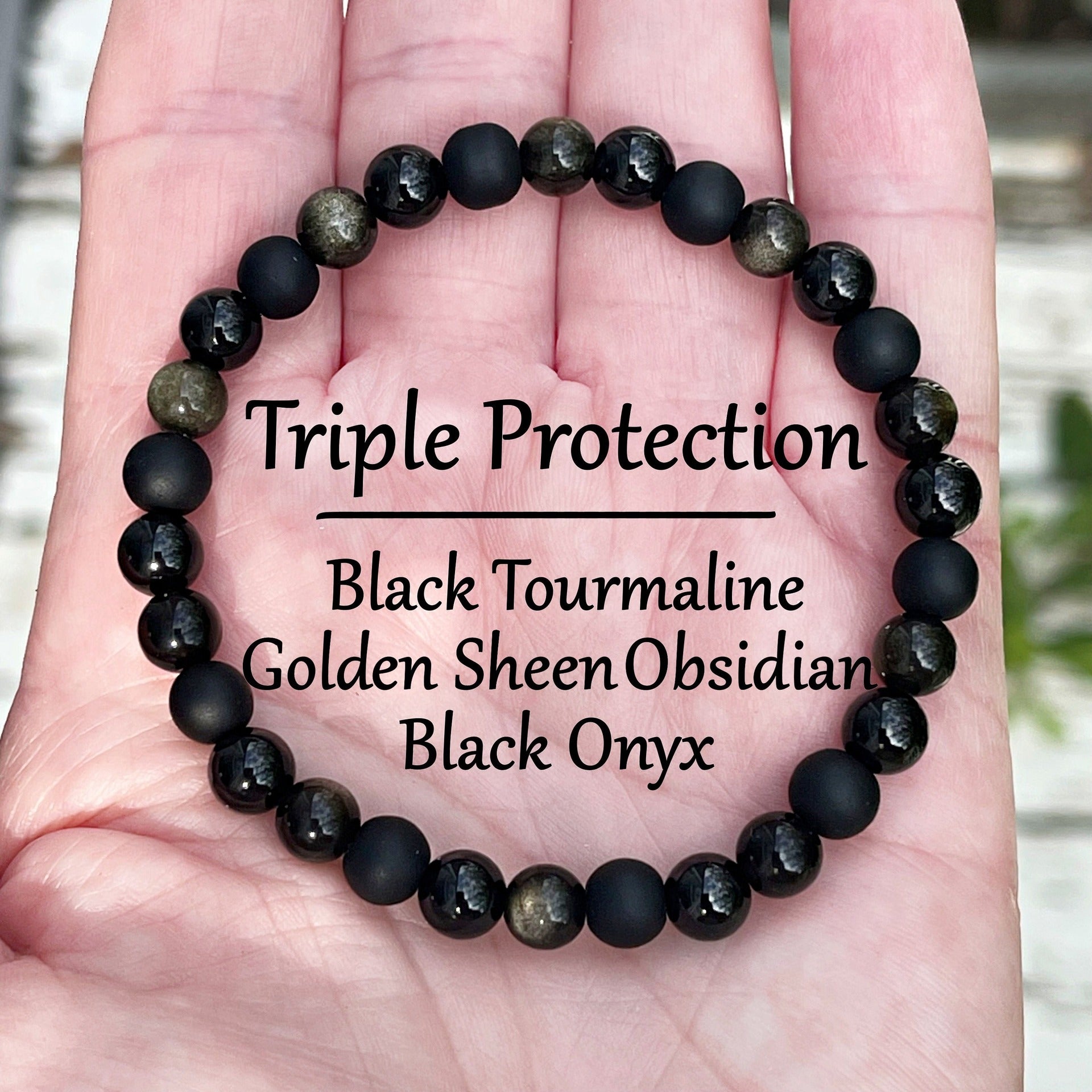 Huaxia Treasures Pyrite Obsidian Onyx Bracelet - Wealth & Protection Energy Jewelry