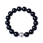 Huaxia Treasures Natural Black Obsidian OM MANI PADME HUM Bracelet