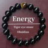 Natural Tiger Eye Black Obsidian Bracelet - Men’s Crystal Gift