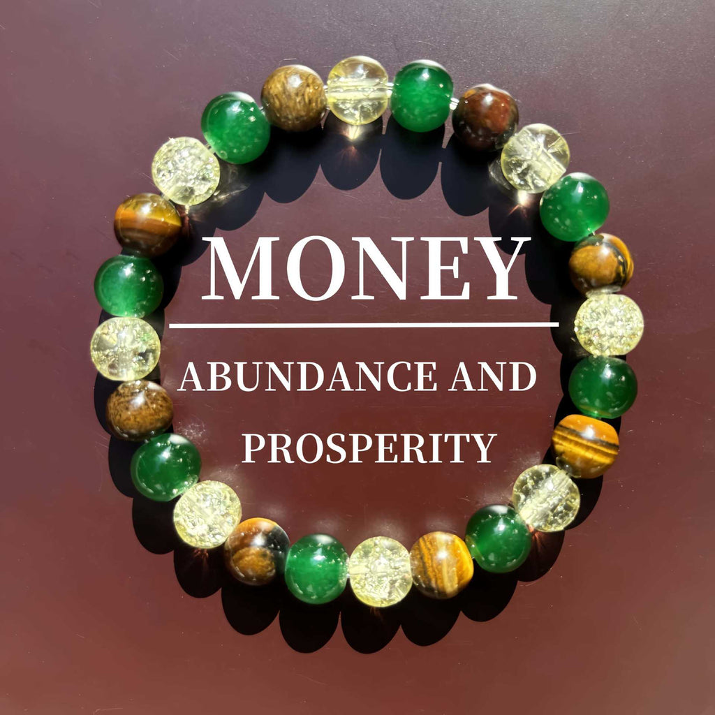 Huaxia Treasures Wealth & Success Bracelet - Tiger Eye, Malachite & Clear Quartz