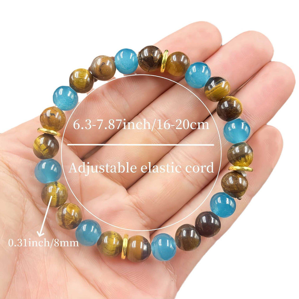Huaxia Treasures Tiger Eye & Blue Phosphosiderite Bracelet - Wealth & Success Focus