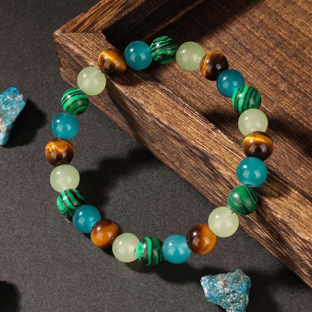 Natural Tiger Eye Malachite Bracelet - Men’s Crystal Gift