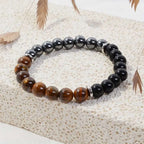 Tiger Eye & Hematite Gemstone Bracelet - Men's Collection