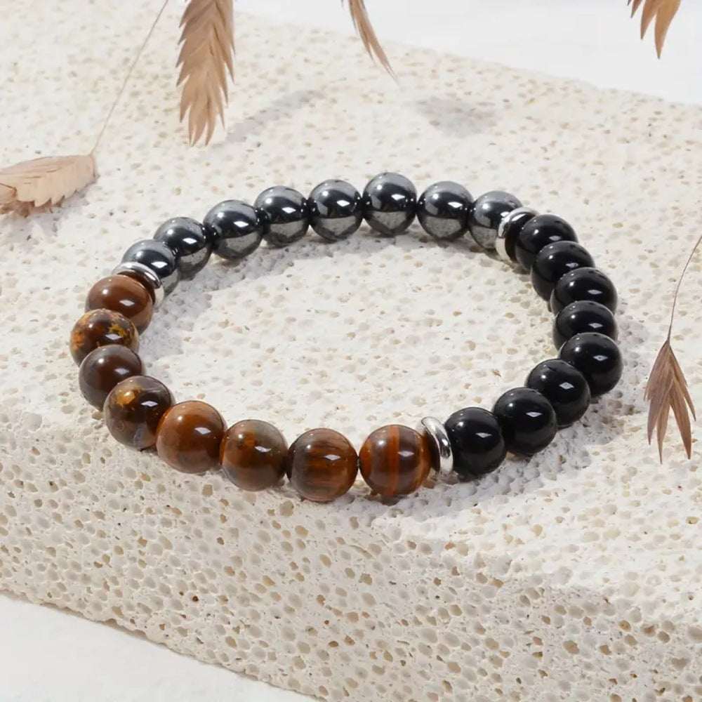 Tiger Eye & Hematite Gemstone Bracelet - Men's Collection