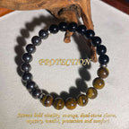 Tiger Eye Black Obsidian Crystal Bracelet - Timeless Style & Versatile Design
