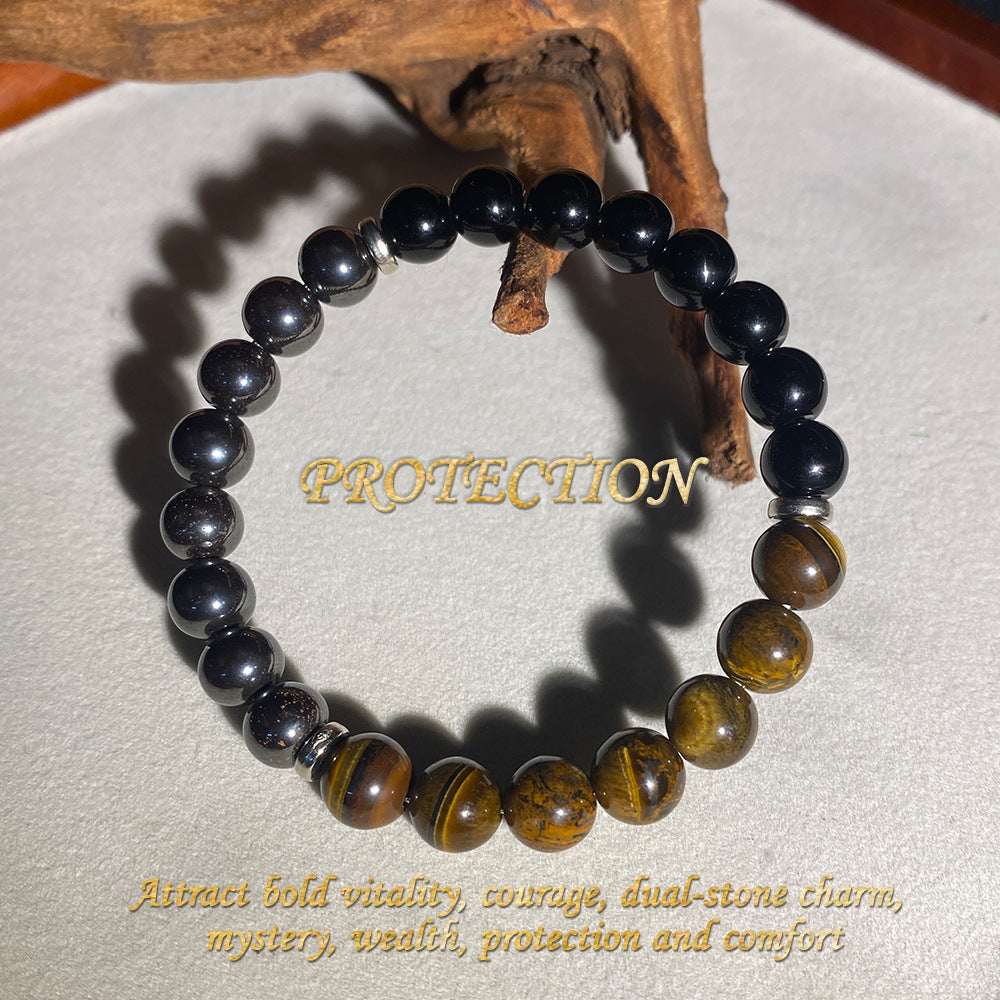 Tiger Eye Black Obsidian Crystal Bracelet - Timeless Style & Versatile Design