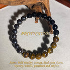 Huaxia Treasures Tiger Eye & Black Obsidian Bracelet - Wealth, Protection & Success