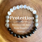Huaxia Treasures Protection & Success Bracelet - White Tremolite, Black Obsidian & Tiger Eye