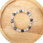 Natural Blue Spot Stone White Jade Turquoise Beaded Bracelet