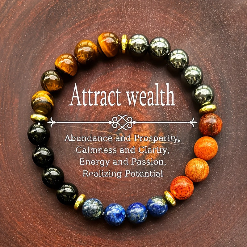 Huaxia Treasures Tiger Eye, Hematite & Lapis Bracelet - Success & Protection