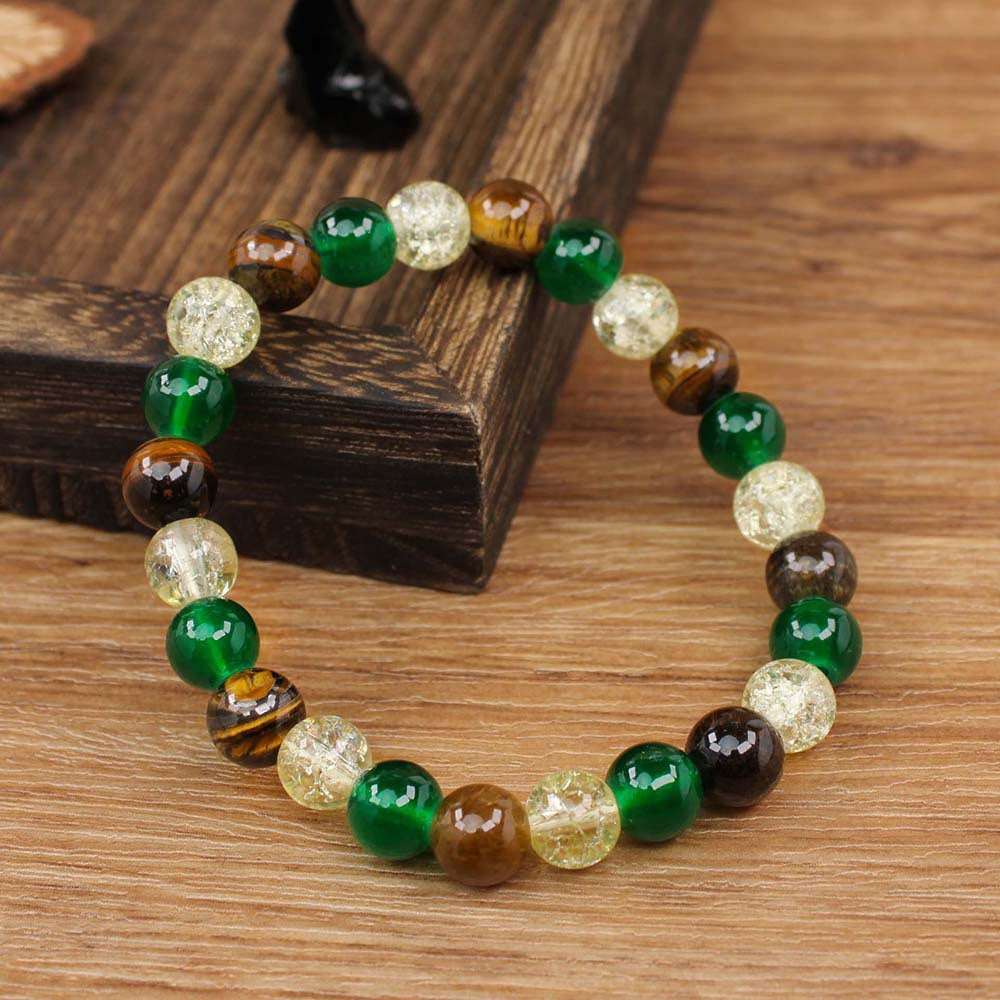 Natural Tiger Eye Malachite Beaded Bracelet