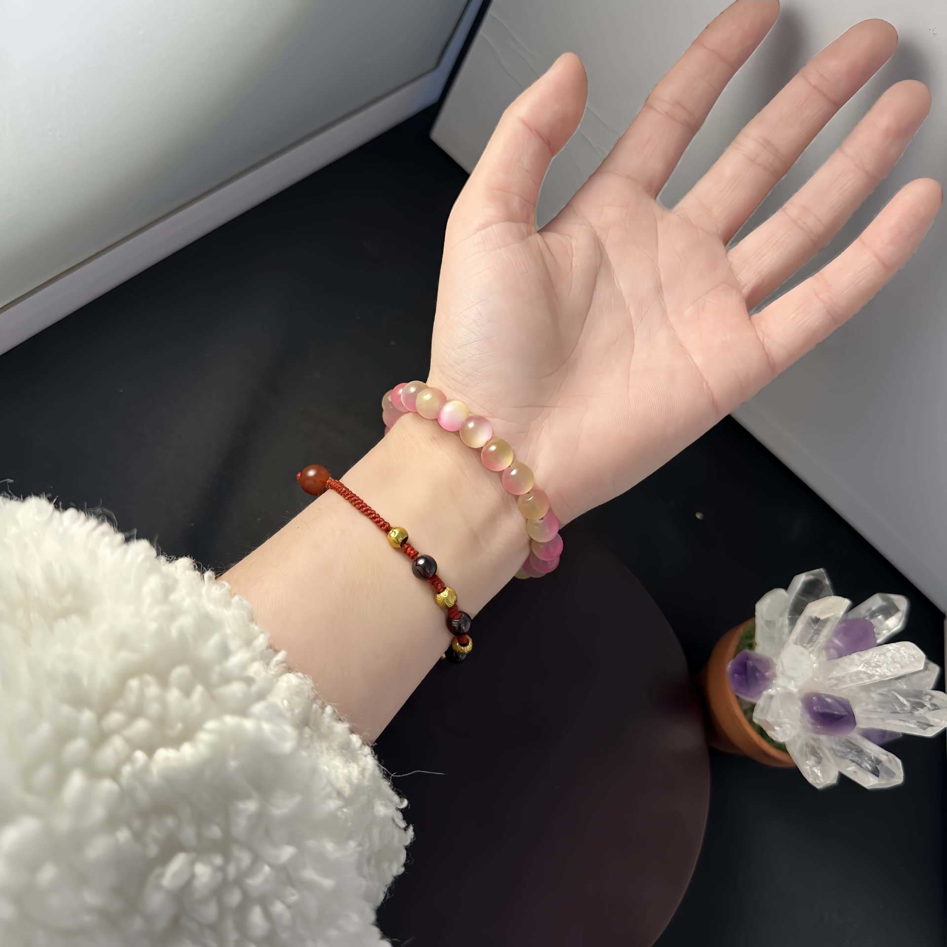 Huaxia Treasures Pink Cat's Eye Bracelet - Love, Confidence & Serene Vibes
