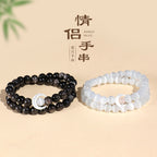 Huaxia Treasures Dual-Variety Moon Charm Bracelet - Black Obsidian & Tiger Eye Options