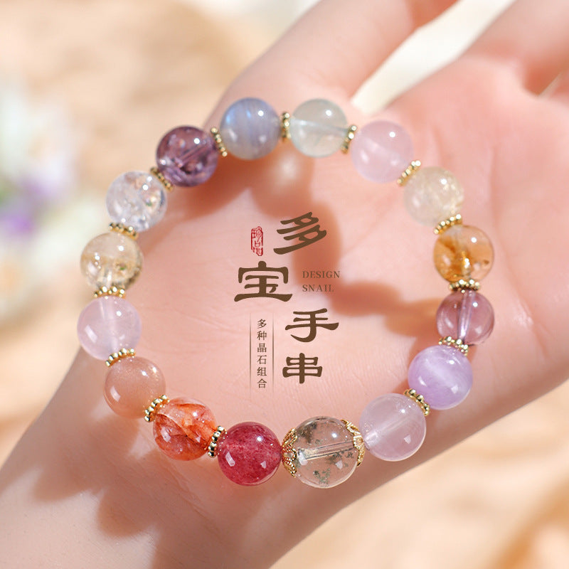 Huaxia Treasures Multi-Crystal Bracelet - Amethyst, Rose Quartz & Citrine Gemstone Jewelry