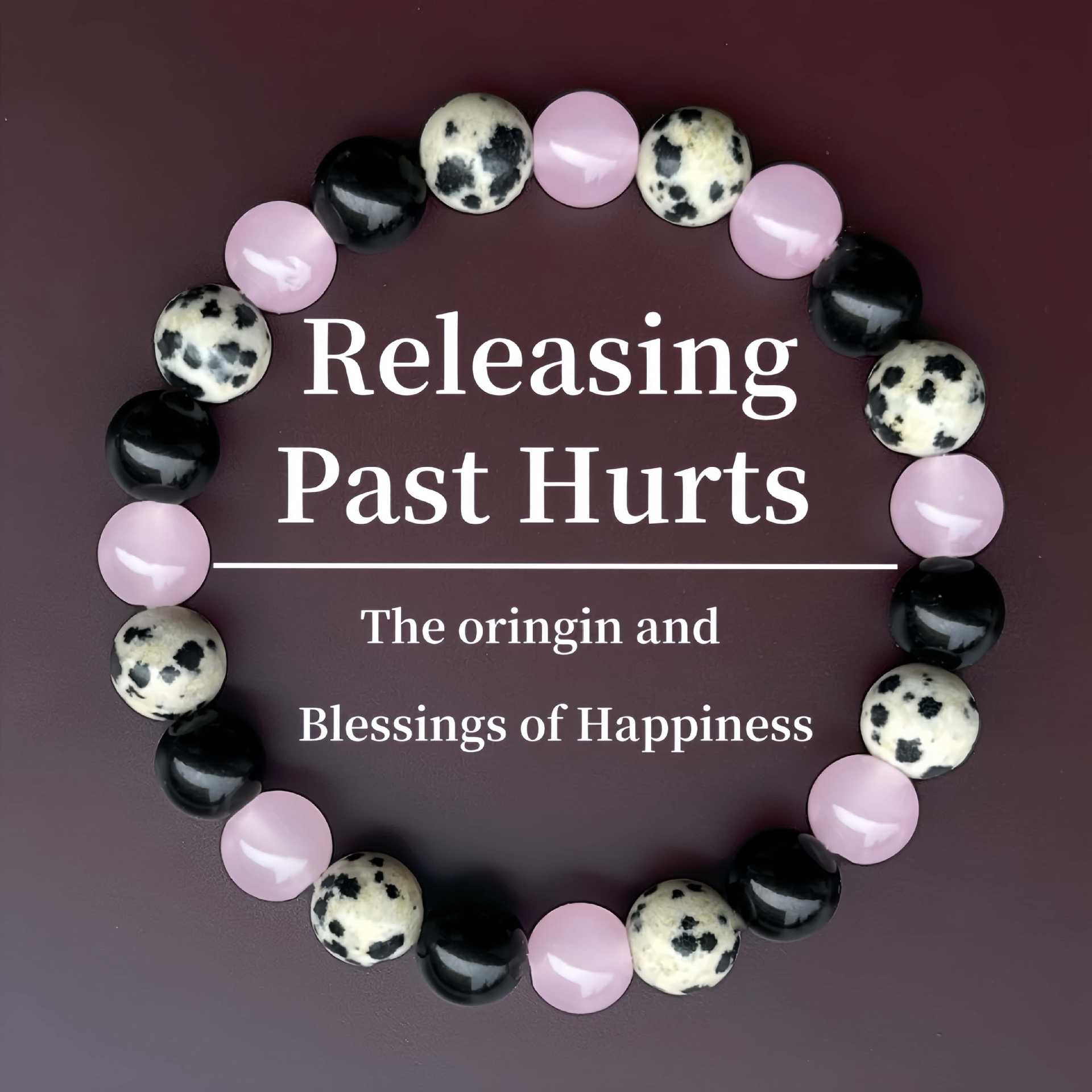 Huaxia Treasures Protection & Love Bracelet - Spot Stone, Rose Quartz & Black Obsidian