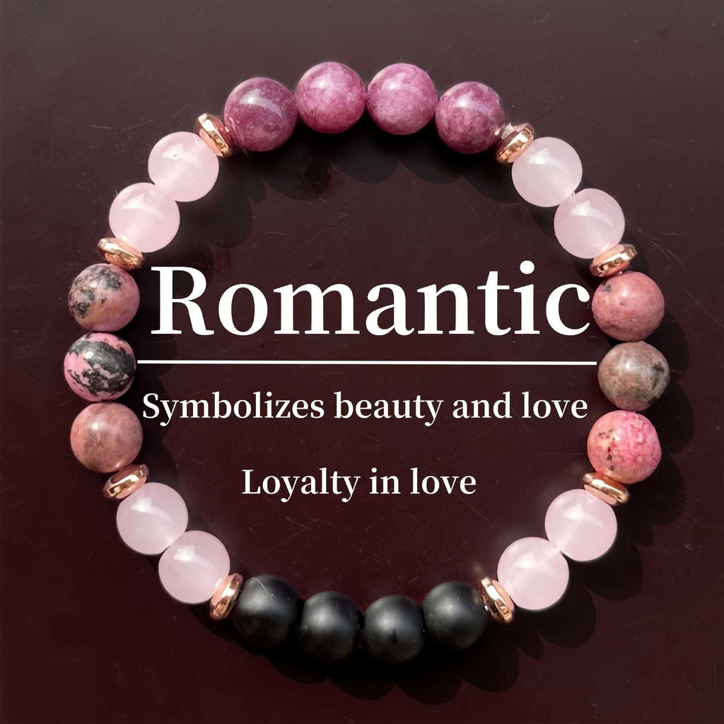 Huaxia Treasures Love & Confidence Bracelet - Garnet, Red Wood Grain Stone & Rose Quartz