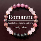 Huaxia Treasures Love & Confidence Bracelet - Garnet, Red Wood Grain Stone & Rose Quartz