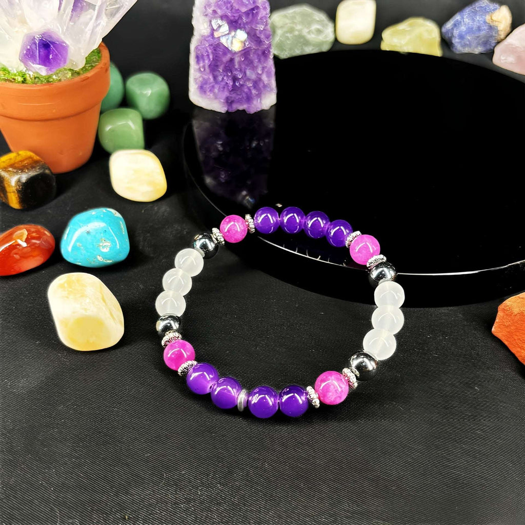 Amethyst Clear Quartz Bracelet - Women's Crystal Accessory