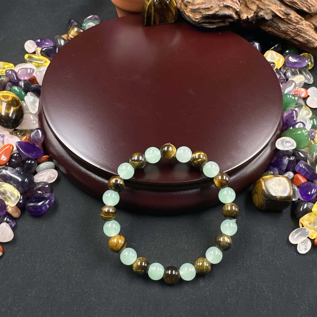 Huaxia Treasures Wealth & Success Bracelet - Tiger Eye & Aventurine Jade Design