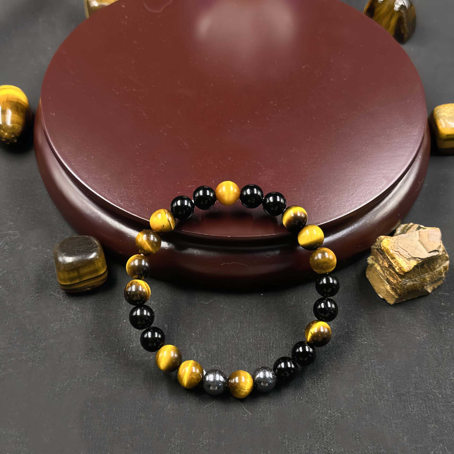 Huaxia Treasures Wealth & Protection Bracelet - Tiger Eye, Black Obsidian & Hematite