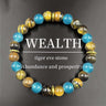 Tiger Eye Blue Phosphosiderite Beaded Bracelet - Unisex Gemstone Accessory
