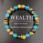 Huaxia Treasures Tiger Eye & Blue Phosphosiderite Bracelet - Wealth & Success Focus