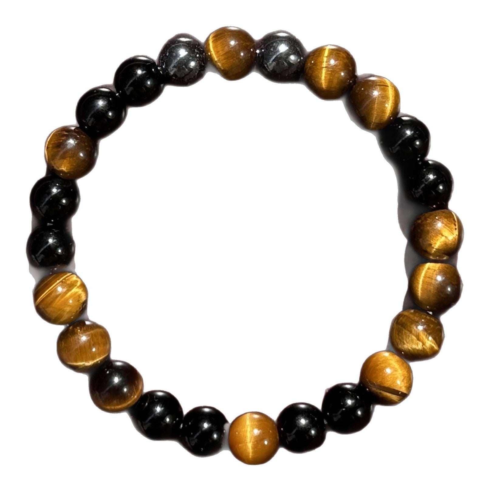Tiger Eye Black Obsidian Hematite Bracelet for Men