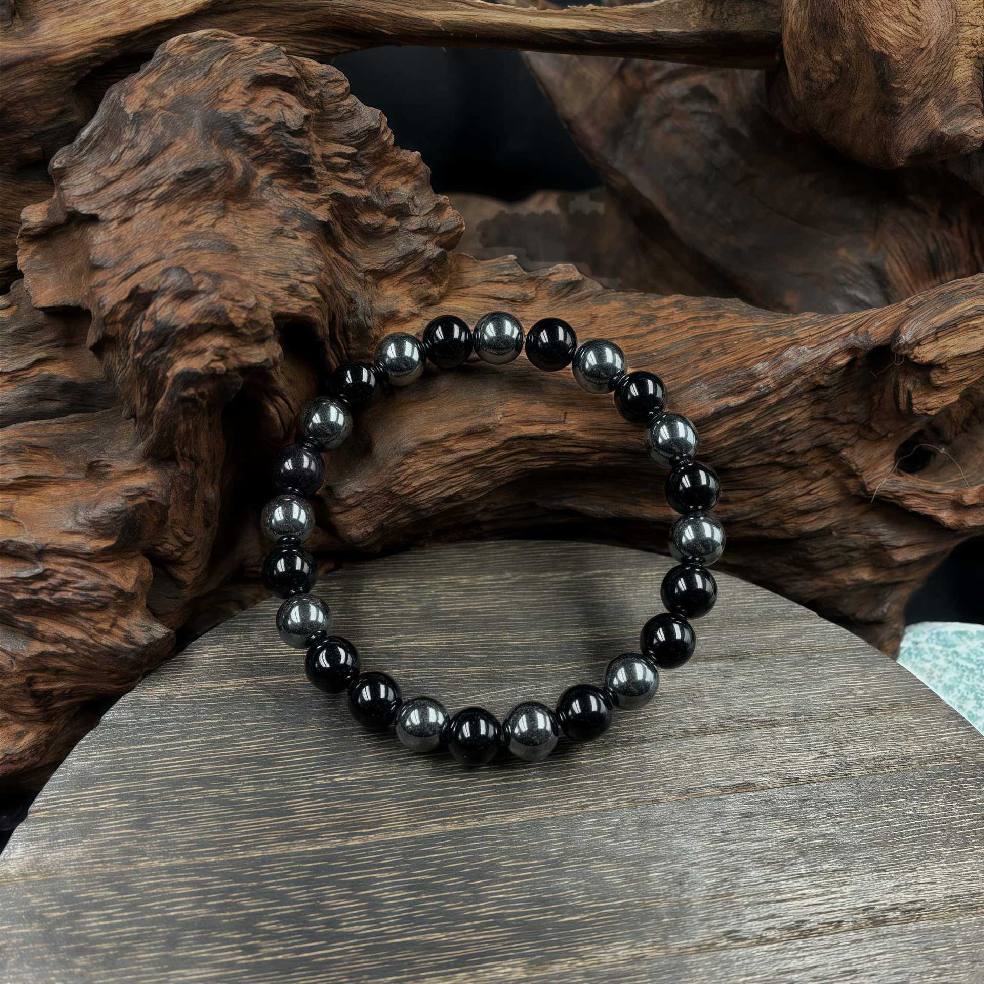 Huaxia Treasures Black Obsidian-Hematite Bracelet - Protection, Focus & Success