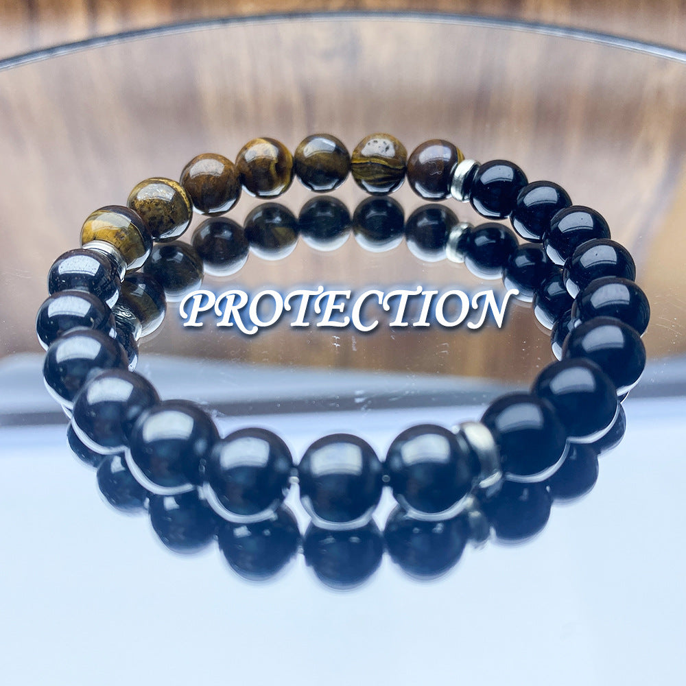 Huaxia Treasures Tiger Eye & Black Obsidian Bracelet - Wealth, Protection & Success