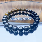 Huaxia Treasures Tiger Eye & Black Obsidian Bracelet - Wealth, Protection & Success