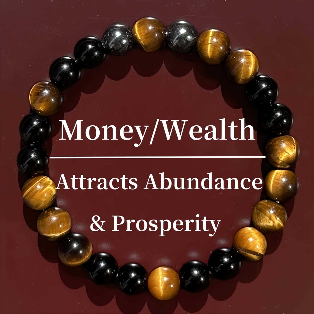 Huaxia Treasures Wealth & Protection Bracelet - Tiger Eye, Black Obsidian & Hematite