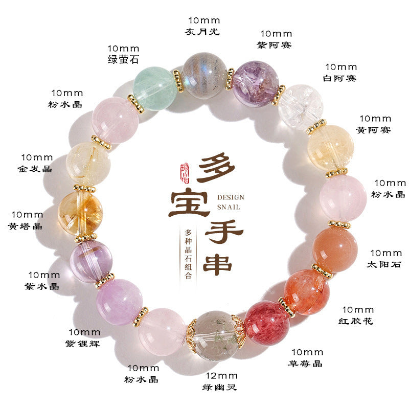 Huaxia Treasures Multi-Crystal Bracelet - Amethyst, Rose Quartz & Citrine Gemstone Jewelry