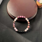 Huaxia Treasures Love & Confidence Bracelet - Garnet, Red Wood Grain Stone & Rose Quartz