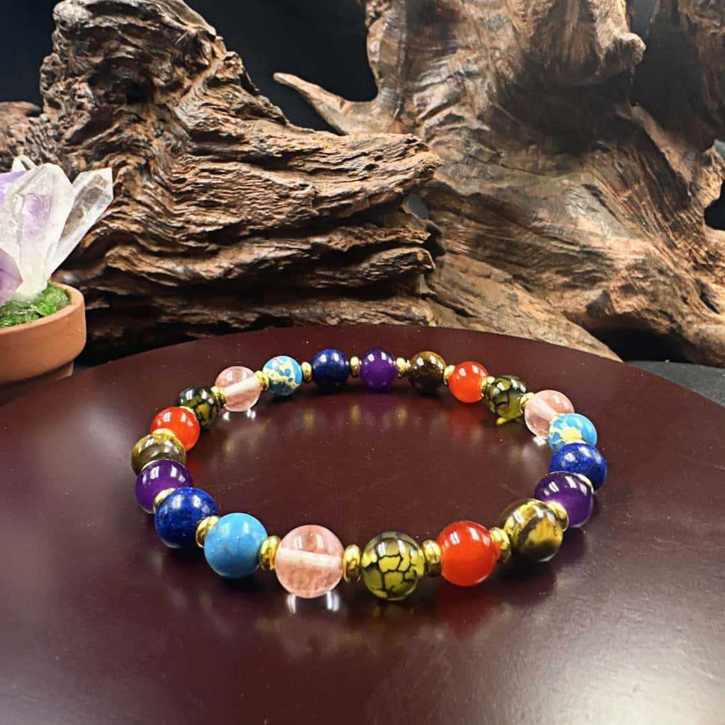Huaxia Treasures Amethyst, Tiger Eye & Lapis Bracelet - Wealth, Success & Balance