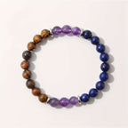 Natural Crystal Bracelet - Amethyst Lapis Lazuli Tiger Eye Stone Beads