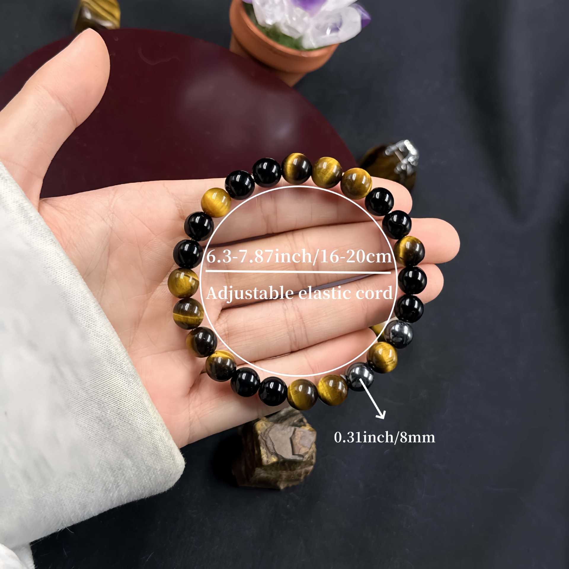 Huaxia Treasures Wealth & Protection Bracelet - Tiger Eye, Black Obsidian & Hematite